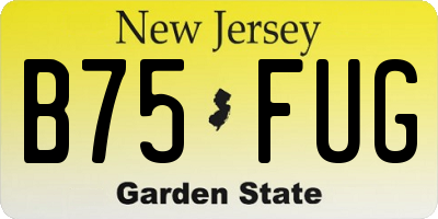 NJ license plate B75FUG