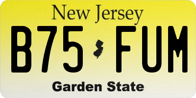 NJ license plate B75FUM