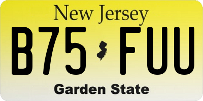 NJ license plate B75FUU