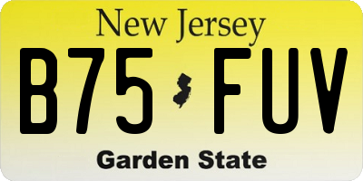NJ license plate B75FUV