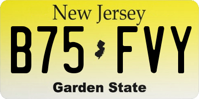 NJ license plate B75FVY