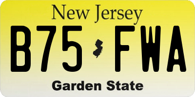 NJ license plate B75FWA