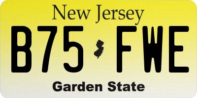 NJ license plate B75FWE