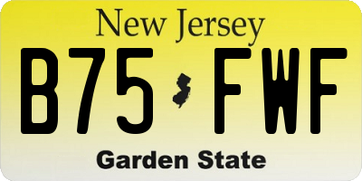 NJ license plate B75FWF