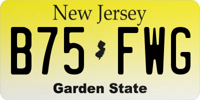 NJ license plate B75FWG