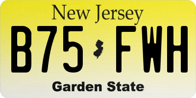 NJ license plate B75FWH