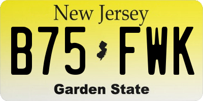 NJ license plate B75FWK