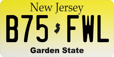 NJ license plate B75FWL