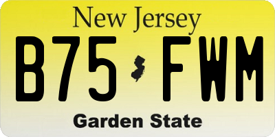 NJ license plate B75FWM