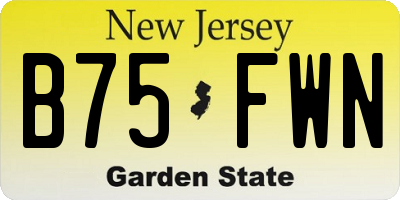 NJ license plate B75FWN