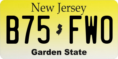 NJ license plate B75FWO