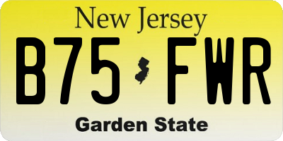 NJ license plate B75FWR