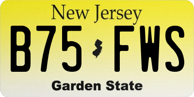NJ license plate B75FWS
