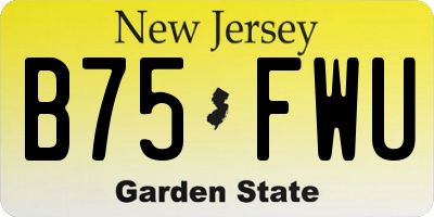 NJ license plate B75FWU