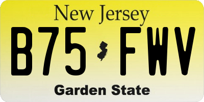 NJ license plate B75FWV