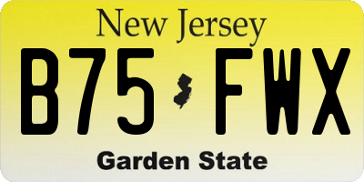 NJ license plate B75FWX