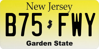 NJ license plate B75FWY