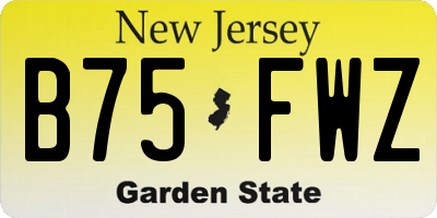 NJ license plate B75FWZ