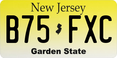 NJ license plate B75FXC