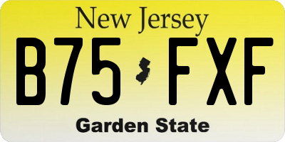 NJ license plate B75FXF