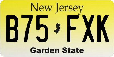 NJ license plate B75FXK