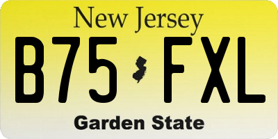 NJ license plate B75FXL