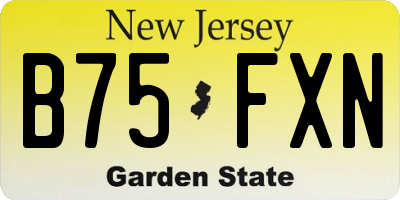 NJ license plate B75FXN
