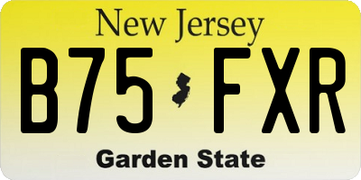 NJ license plate B75FXR