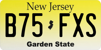 NJ license plate B75FXS