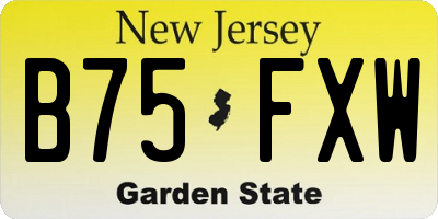 NJ license plate B75FXW
