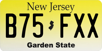 NJ license plate B75FXX