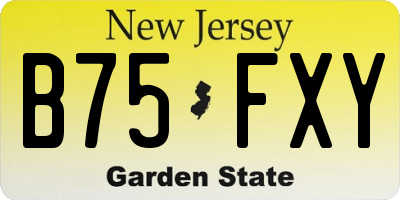 NJ license plate B75FXY