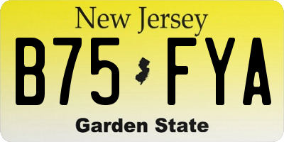 NJ license plate B75FYA