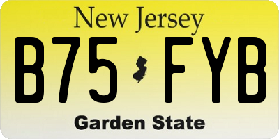 NJ license plate B75FYB