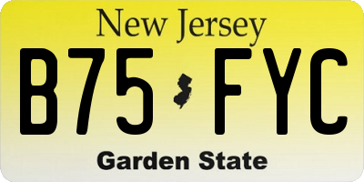 NJ license plate B75FYC