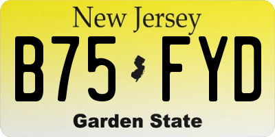 NJ license plate B75FYD