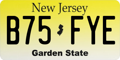 NJ license plate B75FYE