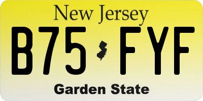 NJ license plate B75FYF