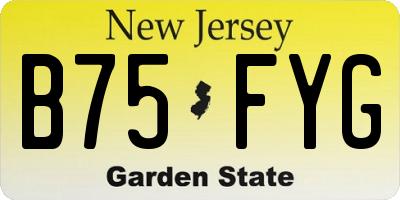NJ license plate B75FYG