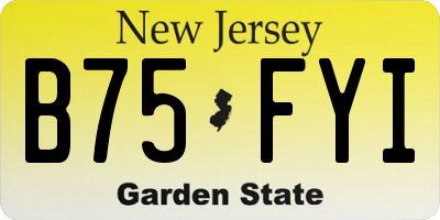 NJ license plate B75FYI
