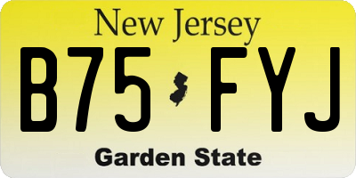 NJ license plate B75FYJ