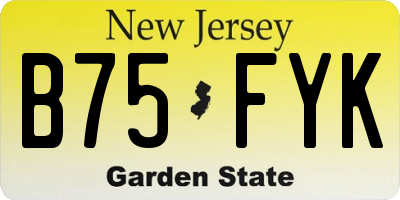 NJ license plate B75FYK