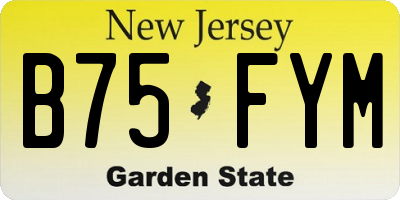 NJ license plate B75FYM