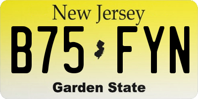 NJ license plate B75FYN
