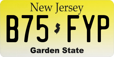 NJ license plate B75FYP