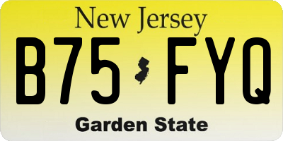 NJ license plate B75FYQ