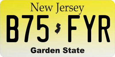 NJ license plate B75FYR
