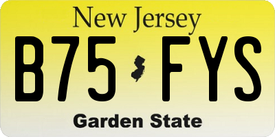NJ license plate B75FYS