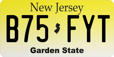 NJ license plate B75FYT