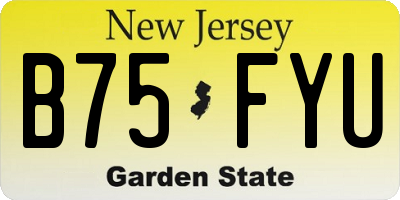 NJ license plate B75FYU